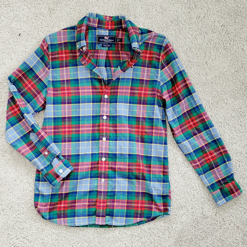 Vineyard Vines Plaid Flannel Whale Shirt L (16)